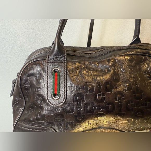 GUCCI Calfskin Horsebit Embossed Princy
Boston Brown Vintage Gucci GUC - Picture 3 of 11